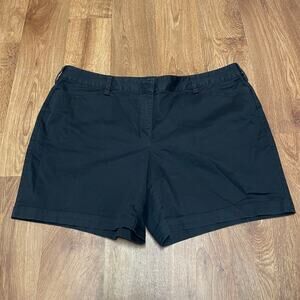 Lands End Womens Solid Black Chino Shorts Plus Size 20W Cotton 6.5" Inseam